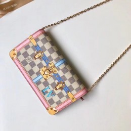 Replica Louis Vuitton White Damier Azur Multicolor Pochette Weekend Trunk