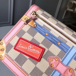 Replica Louis Vuitton White Damier Azur Multicolor Pochette Weekend Trunk