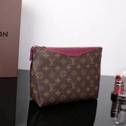Replica Louis Vuitton Brown Monogram Burgundy Zip Trim Pallas Beauty Case