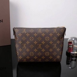 Replica Louis Vuitton Brown Monogram Black Trim Pallas Beauty Case