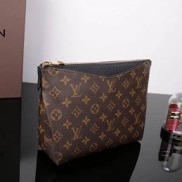 Replica Louis Vuitton Brown Monogram Black Trim Pallas Beauty Case