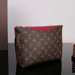 Replica Louis Vuitton Brown Monogram Red Trim Pallas Beauty Case