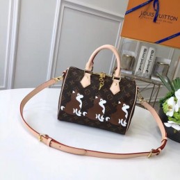 Replica Louis Vuitton Brown Monogram White Graphic Speedy BB - Style 2