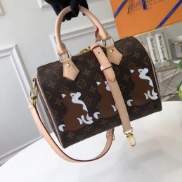 Replica Louis Vuitton Brown Monogram White Graphic Speedy BB - Style 2