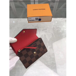 Replica Louis Vuitton Brown Damier Ebene Red Snap Victorine Wallet