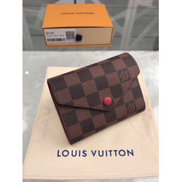 Replica Louis Vuitton Brown Damier Ebene Red Snap Victorine Wallet
