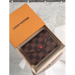 Replica Louis Vuitton Brown Damier Ebene Red Snap Victorine Wallet