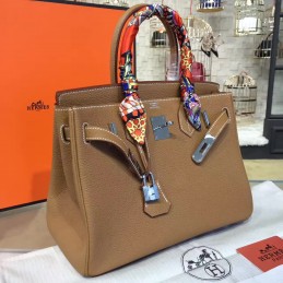 Replica Hermes Tan Twilly Handle Birkin 30 Palladium Hardware Bag