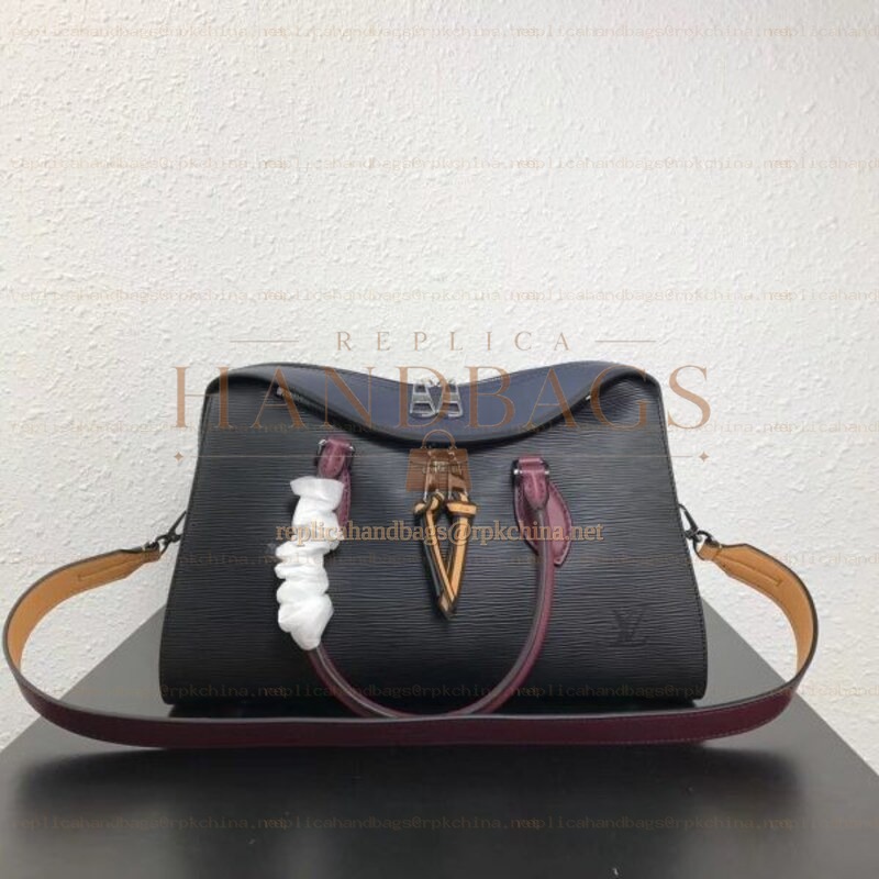 Replica Louis Vuitton Black Multicolor Trim Tuileries Handbag
