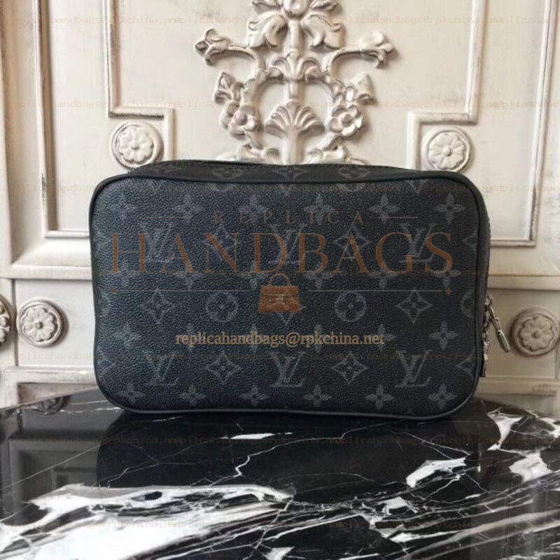 Replica Louis Vuitton Black Monogram Eclipse Toiletry Bag GM