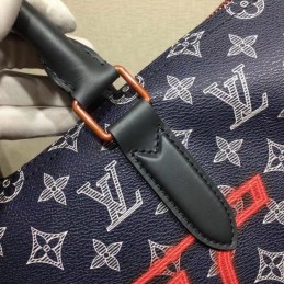 Replica Louis Vuitton Black Monogram Red LV Keepall Bandouliere 50