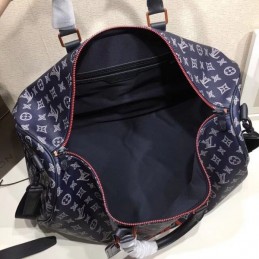 Replica Louis Vuitton Black Monogram Red LV Keepall Bandouliere 50