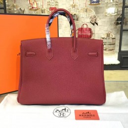 Replica Hermes Burgundy Birkin 35 Gold Hardware Bag