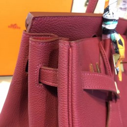 Replica Hermes Burgundy Birkin 35 Gold Hardware Bag