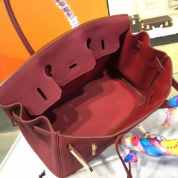 Replica Hermes Burgundy Birkin 30 Gold Hardware Bag