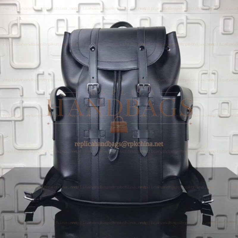 Replica Louis Vuitton Black Leather Christopher Backpack