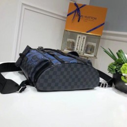 Replica Louis Vuitton Gray Monogram Blue Stripe Christopher Backpack