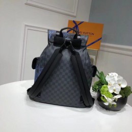 Replica Louis Vuitton Gray Monogram Blue Stripe Christopher Backpack