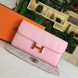 Replica Hermes Pink Constance Long Wallet