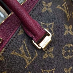 Replica Louis Vuitton Brown Monogram Burgundy Handle Pallas MM
