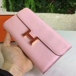 Replica Hermes Pink Constance Long Wallet