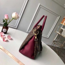 Replica Louis Vuitton Brown Monogram Burgundy Handle Pallas MM