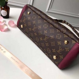 Replica Louis Vuitton Brown Monogram Burgundy Handle Pallas MM