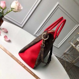 Replica Louis Vuitton Brown Monogram Red Handle Pallas MM