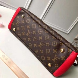 Replica Louis Vuitton Brown Monogram Red Handle Pallas MM