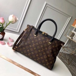 Replica Louis Vuitton Brown Monogram Black Handle Pallas MM