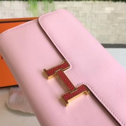 Replica Hermes Pink Constance Long Wallet