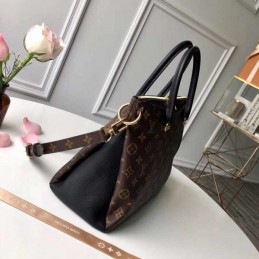 Replica Louis Vuitton Brown Monogram Black Handle Pallas MM