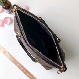 Replica Louis Vuitton Brown Monogram Black Handle Pallas MM
