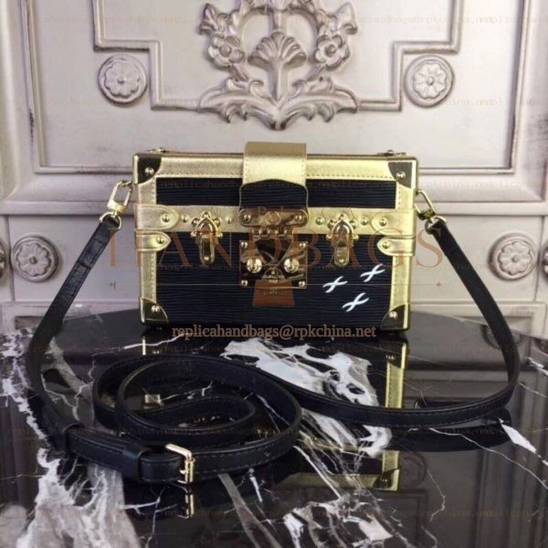 Replica Louis Vuitton Black Gold Graphic Petite Malle