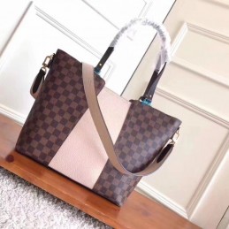 Replica Louis Vuitton Brown Damier Ebene Pale Pink Jersey Bag