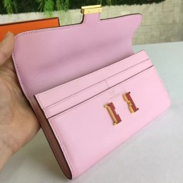 Replica Hermes Pink Constance Long Wallet