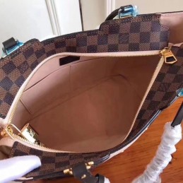 Replica Louis Vuitton Brown Damier Ebene Pale Pink Jersey Bag