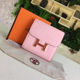 Replica Hermes Pink Constance Wallet Gold H Hardware