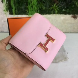 Replica Hermes Pink Constance Wallet Gold H Hardware