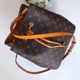 Replica Louis Vuitton Brown Monogram Orange Drawstring Neo Noe MM