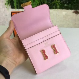 Replica Hermes Pink Constance Wallet Gold H Hardware