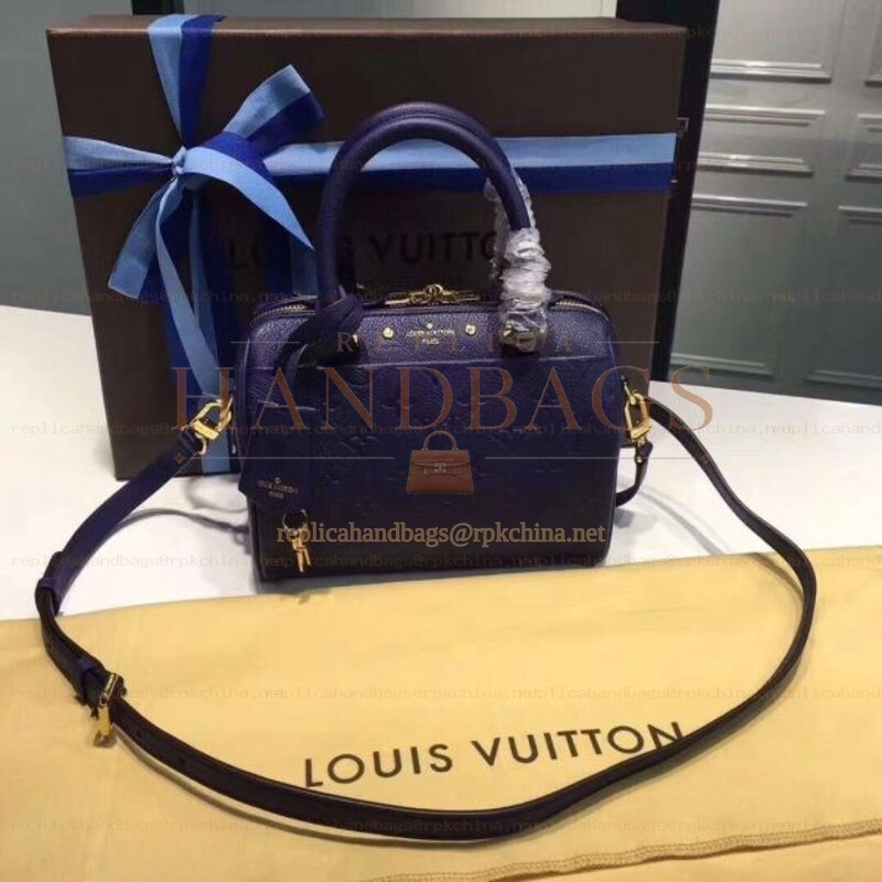 Replica Louis Vuitton Navy Blue Embossed Monogram Speedy 20