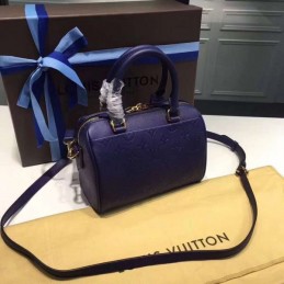 Replica Louis Vuitton Navy Blue Embossed Monogram Speedy 20