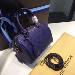 Replica Louis Vuitton Navy Blue Embossed Monogram Speedy 20
