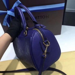 Replica Louis Vuitton Navy Blue Embossed Monogram Speedy 20