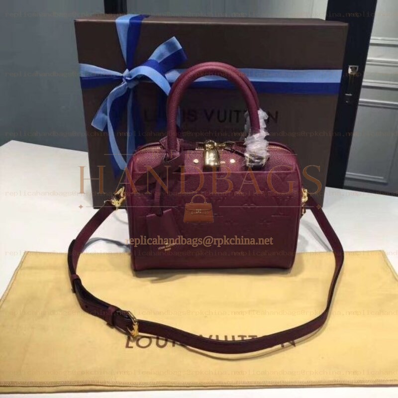 Replica Louis Vuitton Burgundy Embossed Monogram Speedy 20