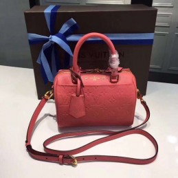 Replica Louis Vuitton Coral Pink Embossed Monogram Speedy 20