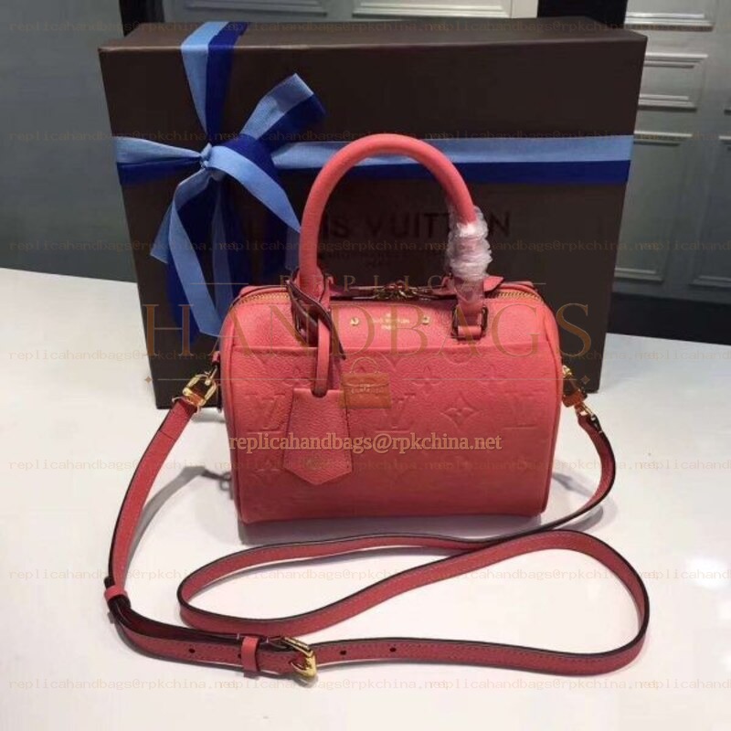 Replica Louis Vuitton Coral Pink Embossed Monogram Speedy 20