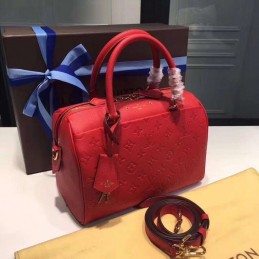 Replica Louis Vuitton Red Embossed Monogram Speedy 25 - Style 2