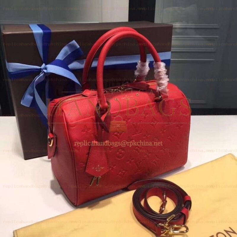 Replica Louis Vuitton Red Embossed Monogram Speedy 25 - Style 2